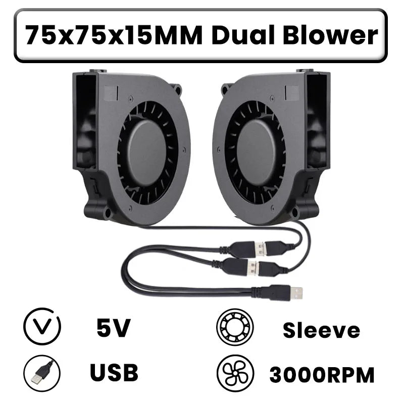 GDSTIME Dual 40mm 50mm 60mm 80mm 92mm 120mm 140mm DC 5V Powered USB Fans with 2 in 1 USB Cable for AV Receiver DVR Cooling