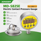 MD-S825E Electric Contact Pressure Gauge AC220V 380V DC24V 0.16-60MPa 304 Stainless Steel Digital Pressure Switch Meter