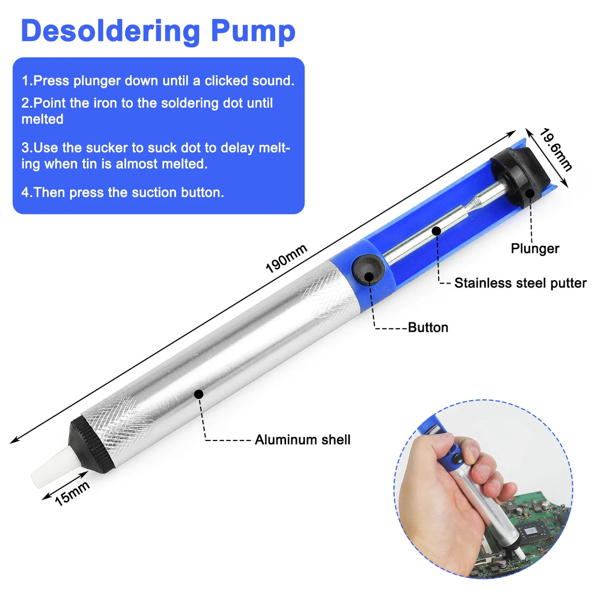Toolour Solder Sucker Desoldering Vacuum Pump Solder Removal Tool Soldering Iron Auxiliary Tool Welding Accessories