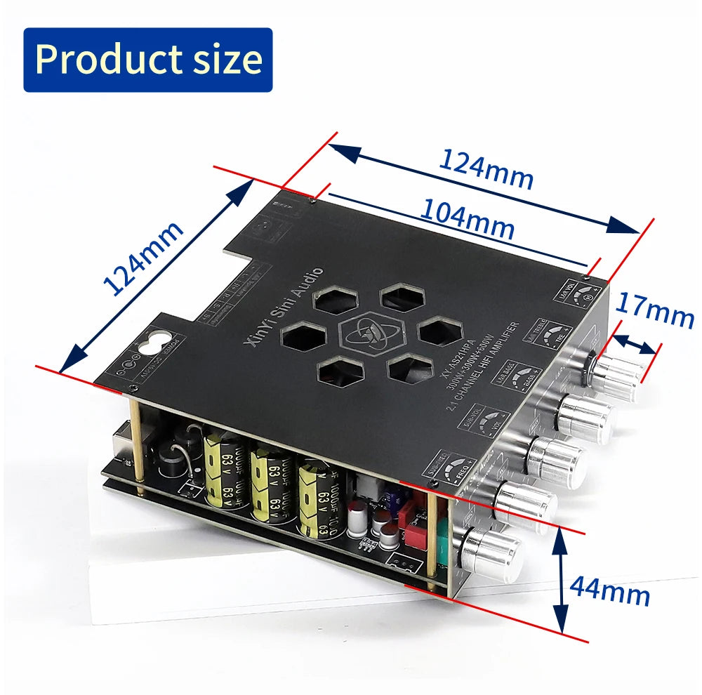 AS21 TPA3255 Bluetooth 5.2 2.1 Channel Power Audio Stereo Subwoofer Amplifier Board 300WX2+600W TREBLE Bass Note Tuning AMP