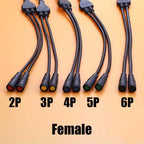 40cm M6 M8 1 Male To 2 Female Splitter Connector 2/3/4/5/6 Pin Waterproof Electric Butt Cable Plug Cord For E-Bike Signal Sensor