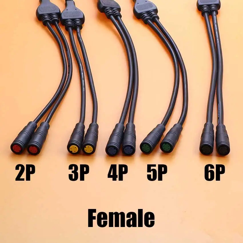 40cm M6 M8 1 Male To 2 Female Splitter Connector 2/3/4/5/6 Pin Waterproof Electric Butt Cable Plug Cord For E-Bike Signal Sensor