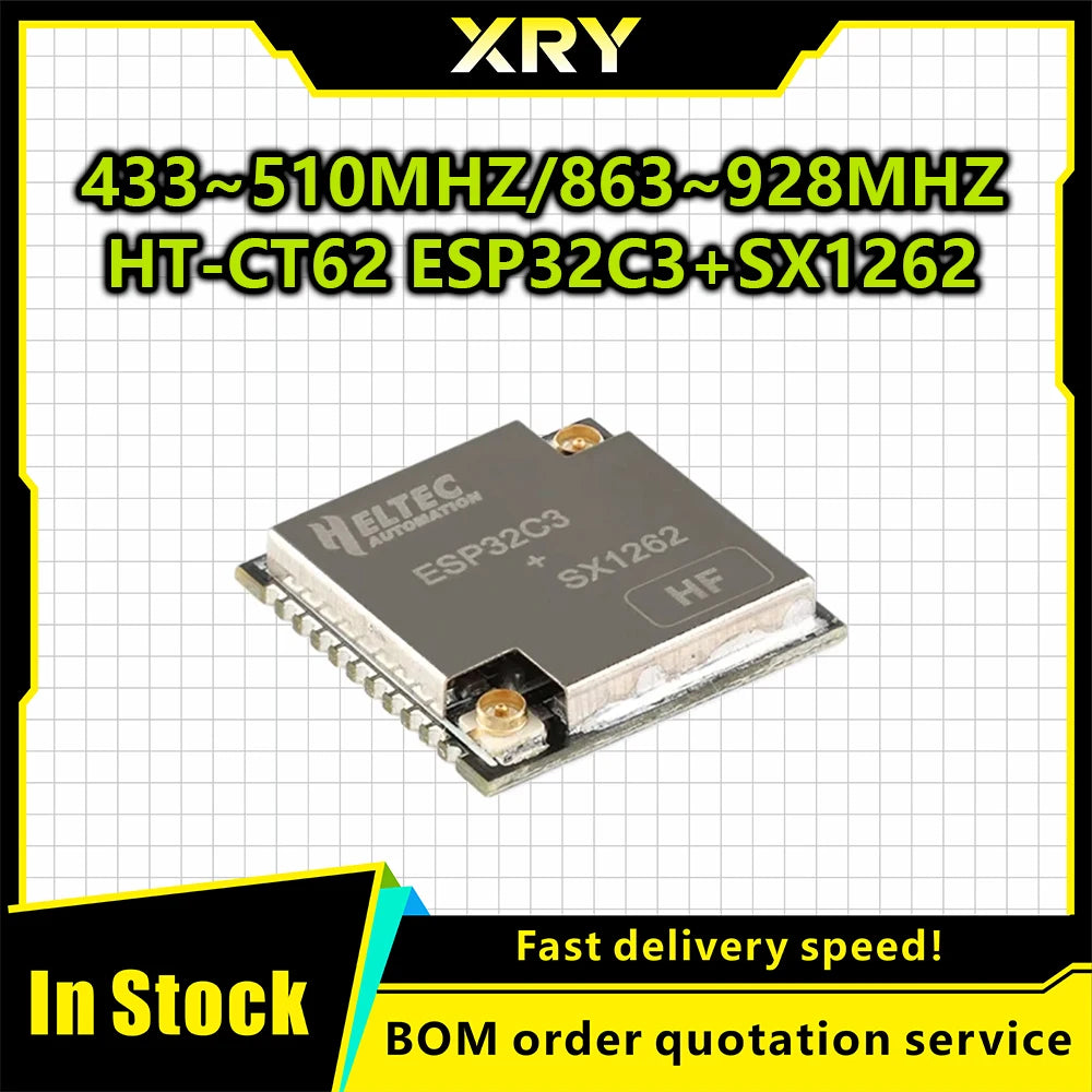 XRY 1PCS HT-CT62 ESP32C3 SX1262 Bluetooth-compatible BLE LoRa LoRaWAN Node WiFi Wireless Module 433-510MHz 863-928MHz Antenna
