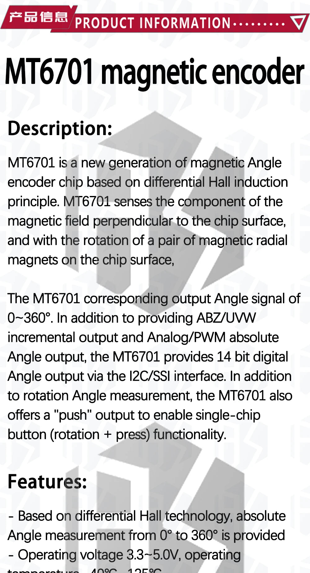 BS MT6701 magnetic encoder magnetic induction angle measurement sensor module 14bit high precision instead of AS5600