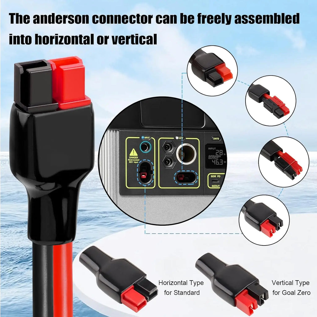 10AWG Solar Panel Cable to Anderson Connector - 6FT Solar Extension Cable with Anderson -Style Connector for Portable Power