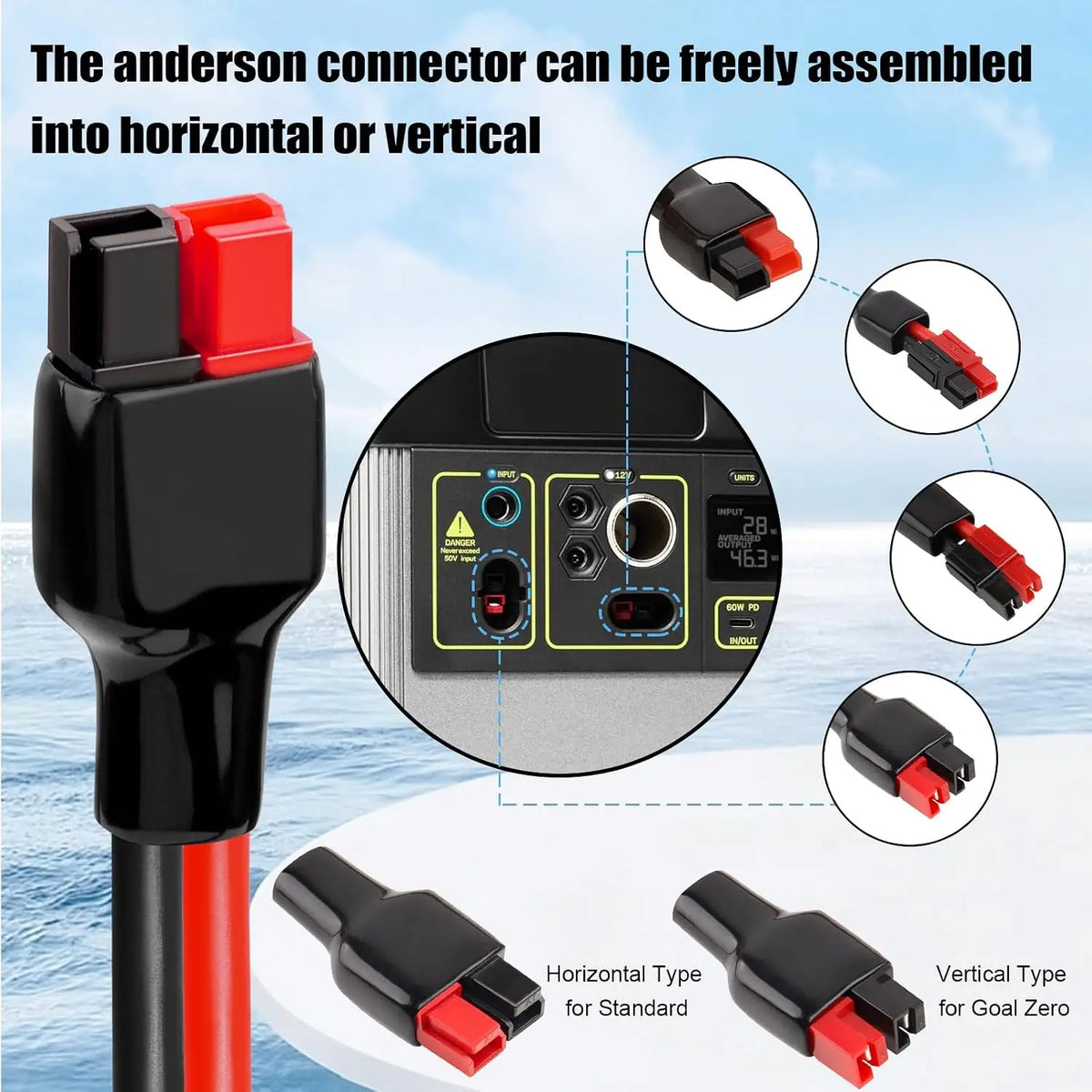 10AWG Solar Panel Cable to Anderson Connector - 6FT Solar Extension Cable with Anderson -Style Connector for Portable Power