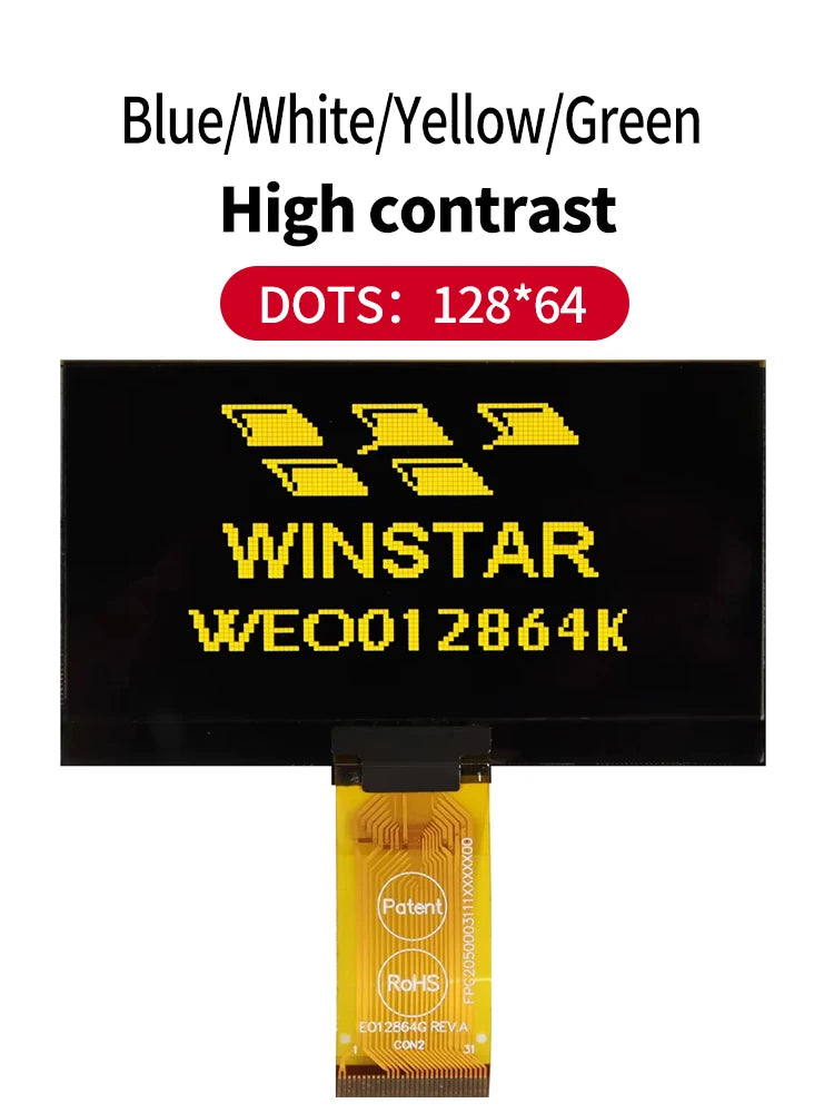 Winstar WEO012864K 31P COG Graphic SPI/I2C/6800/8080 SSD1309 3V 2.7" 27 2.7 inch 128x64 OLED Display