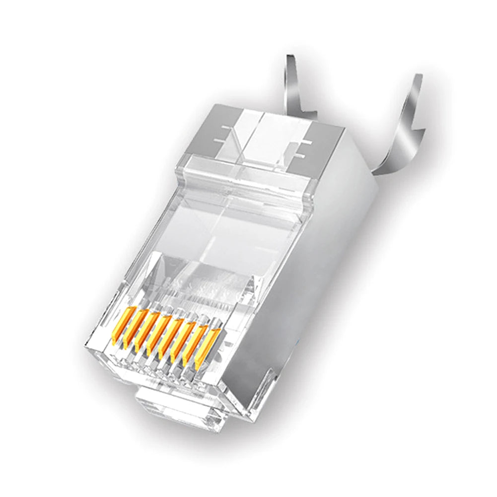 5/10Pcs RJ45 Pass Through Connectors, Cat8/Cat7/Cat6A Shielded Modular Plug, 50UM Gold Plated 8P8C Ethernet Connector