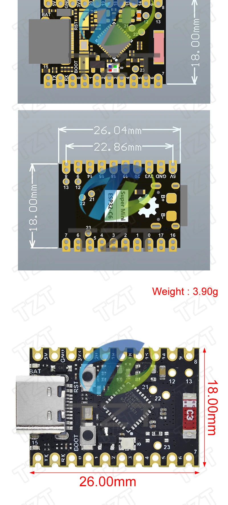 GREATZT ESP32-C6 SuperMini Development Board Microcontroller Programming Learning Controller Core Board