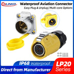 CNLINKO LP20 IP68 Waterproof Circular Heavy Duty Connector 2-12Pin Male/Female Set for Outdoor LED Lighting & Industrial Power