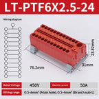 Push-in Terminal Block PTF6X2.5mm One in Multiple Out Splitter Spliceable Wire Connectors DIN Rail Junction Box Electrical Joint