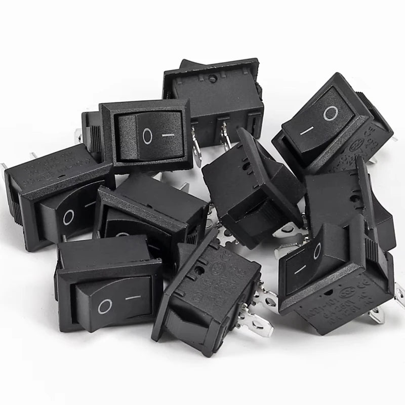 10pcs Snap-in Boat Rocker Switch Toggle Power SPST ON-OFF 2 Pin AC 250V 6A 125V 10A 2 Pin Position Snap Switch for Car Auto Boat