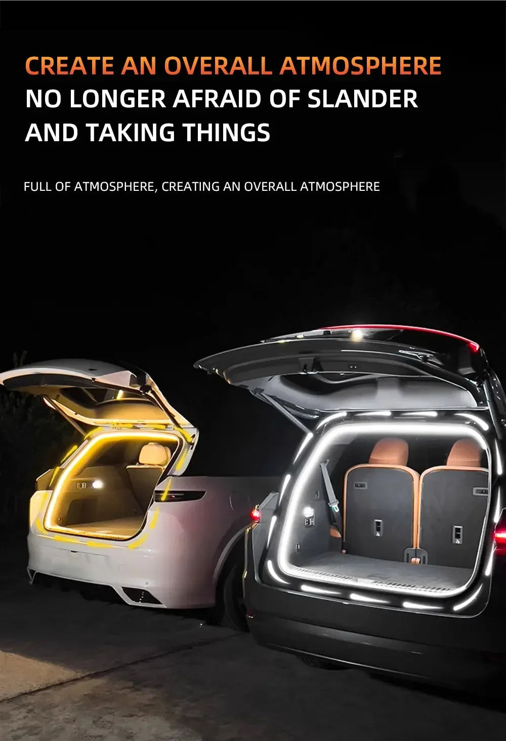 Car high brightness trunk lighting ambient light interior decoration LED wiring free automatic sensing tailgate light strip