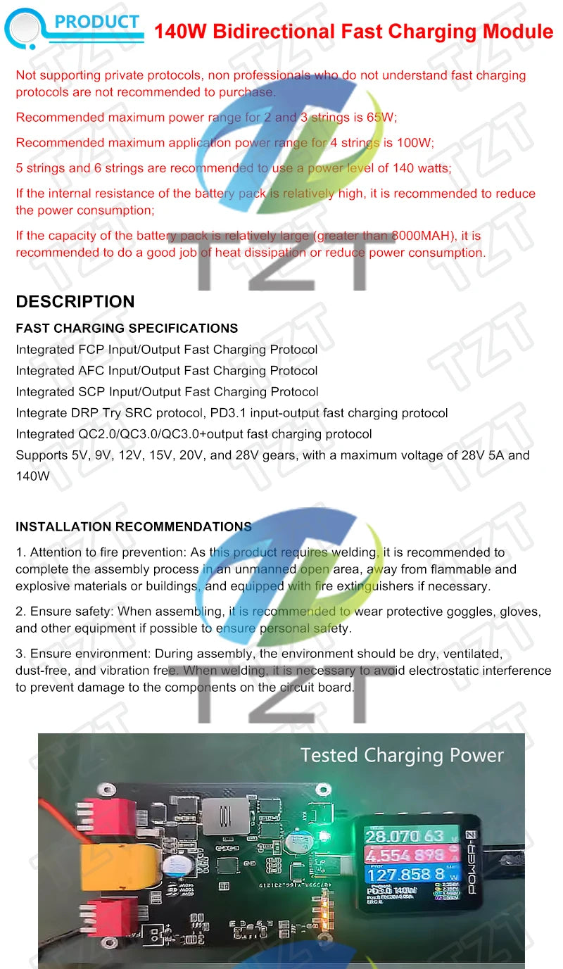 1/3/5PCS 140W PD3.1 Bidirectional Fast Charger Module 2S 3S 4S 5S 6S Lithium Battery Charging Board IP2366 BMS Charger Module