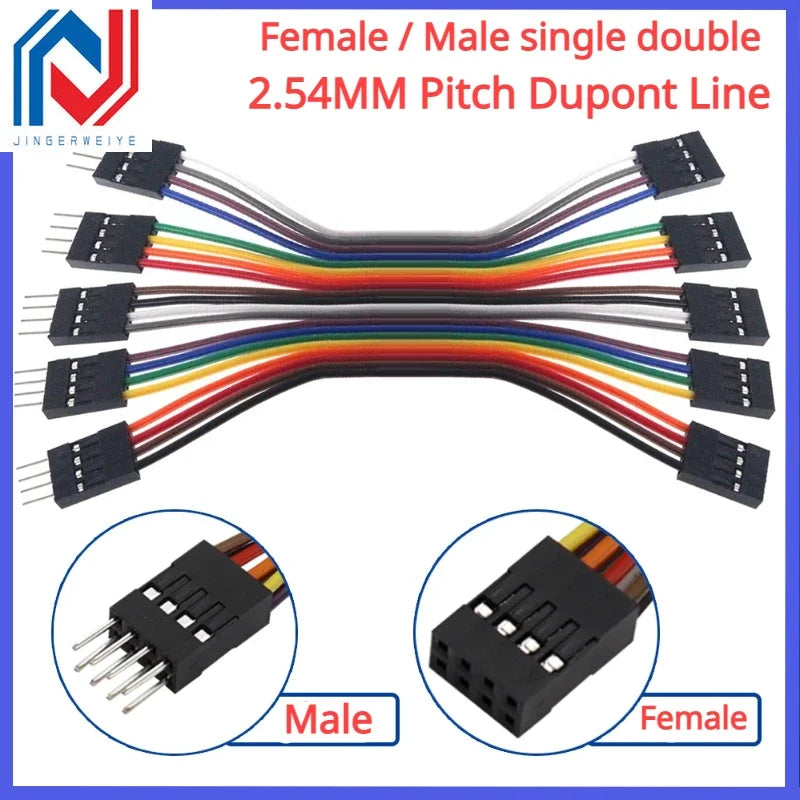 2PCS 2.54MM Pitch Dupont Line Female / Male Single Double 2P-20 Pin Dupont Cable Connector Jumper Cable Wire 10cm/20cm/30cm