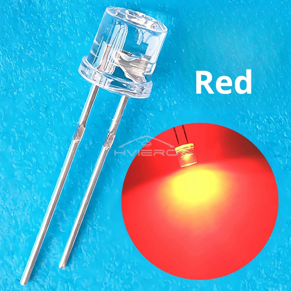 100pcs 5mm Flat Top White Red Yellow Blue Green Emitting Diode LED Wide Angle Ultra Bright Bulbs F5 5mm Light Lamp Diodes