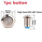 12mm Anti-Vandal Metal Waterproof  Push Button Switches Without LED DIY High Round Latching 2A/250V