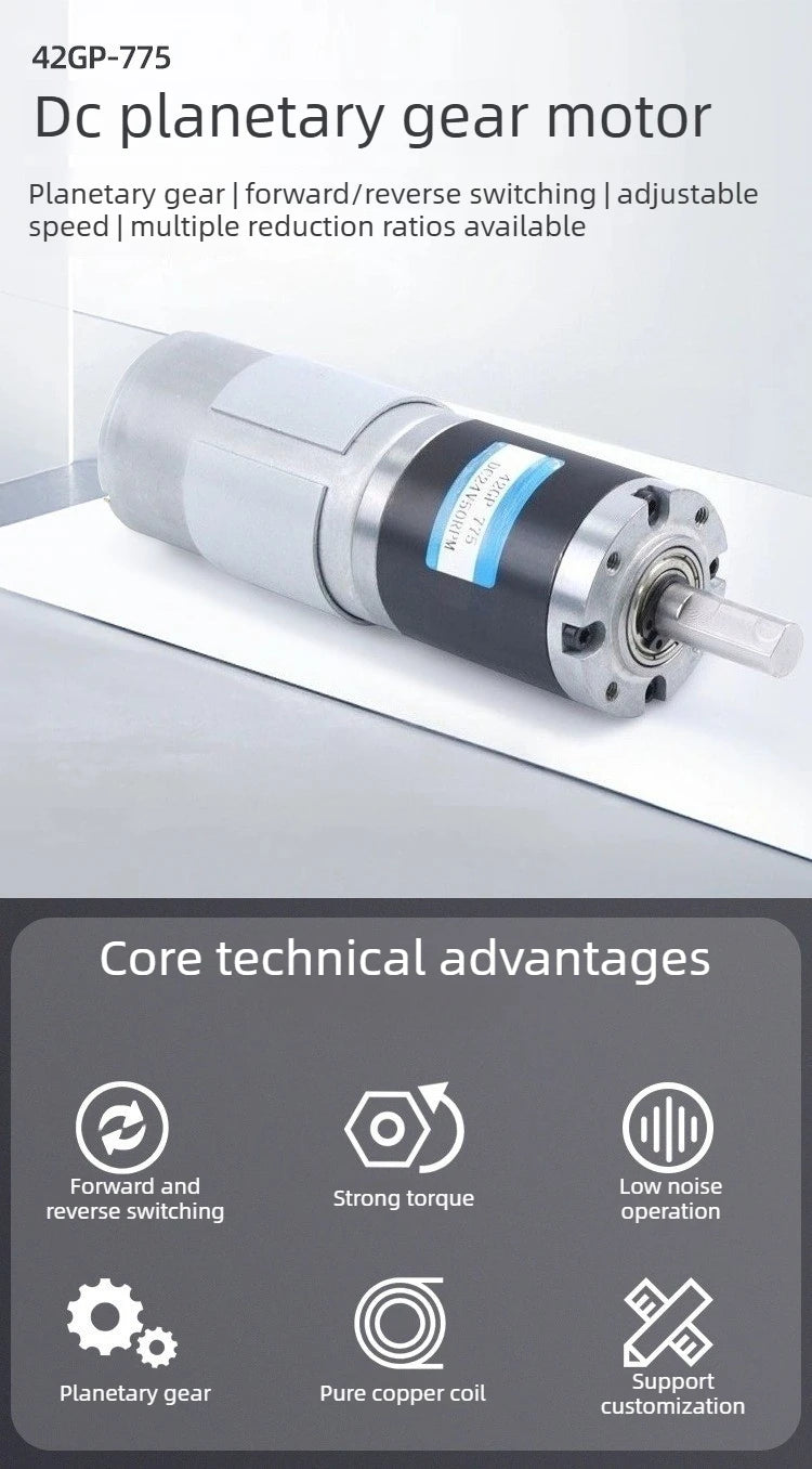 Planetary Gear DC Reduction Motor 24V Mingyang 42GP-775 Low-speed Small Motor Speed Regulation Micro Motor