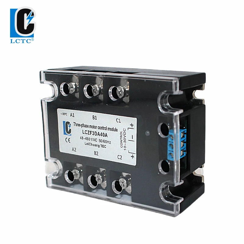 LCTC Three Phase Solid State Relay Forward and Reverse Control Relay DC Motor Stater 10A 25A 40A 60A 80A 10-30VDC 40-480VAC DA