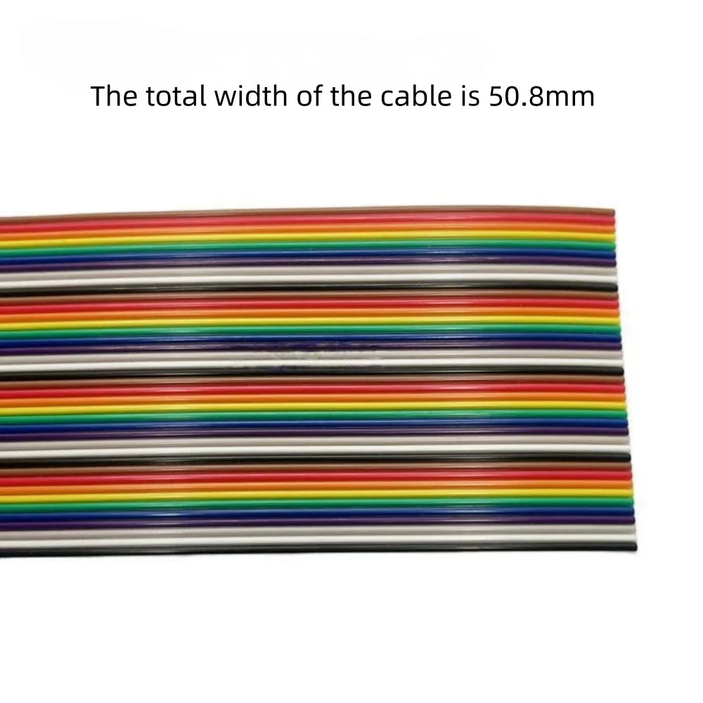 Rainbow Dupont Flat Ribbon Cable 1.27mm Pitch 1 Meter Length 6P‑64P Multi Pin Counts Compatible for FC Dupont Connector