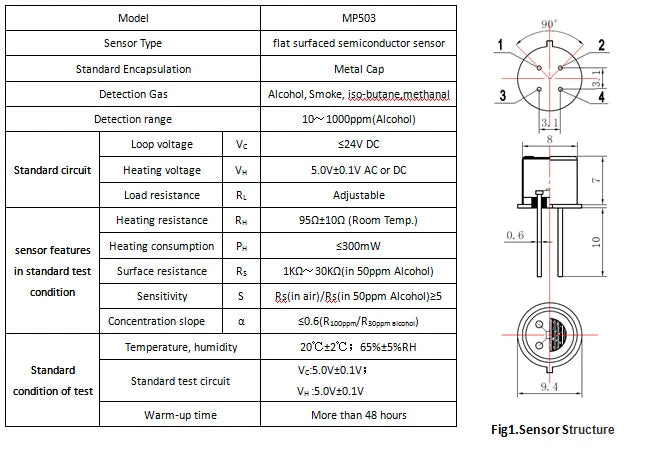 Air Quality Gas Sensor MP503 Pollution Odor Sensors Module Alcohol Smoke Iso-butane Methanal Detection For Vehicle Air Purifier