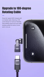 PD240W OTG C Type Adapter 90° 540° Rotating Type C Adapter Fast Charging USB C Adapter Extender for iPhone 17Pro Laptop Tablet