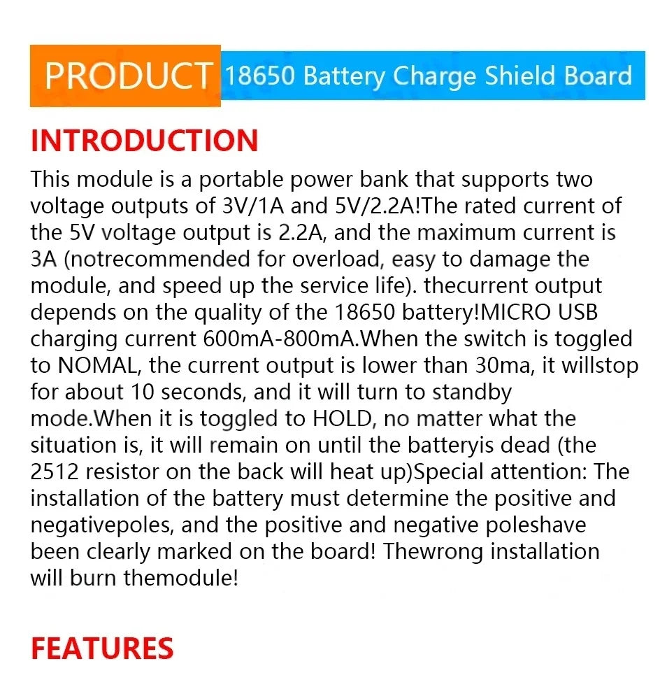 XZG Two Voltage 18650 Lithium Battery Shield V8 Mobile Power Expansion Board Module 5V/3A 3V/1A Micro USB For Arduino ESP8266