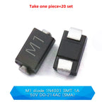 20PCS M1 M2 M4 M7 S4 SMA 1A 1N4001 4002 4004 4007 SS12 SS310 RS1M RS2M ES1D ES1J US1M SMD Schottky Rectifier Diode DO-214AC