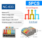 5PCS Wire Connector Multicolour Lever Push-in Electrical Cable Home Connectors LED Junction Box Universal Compact Terminal Block