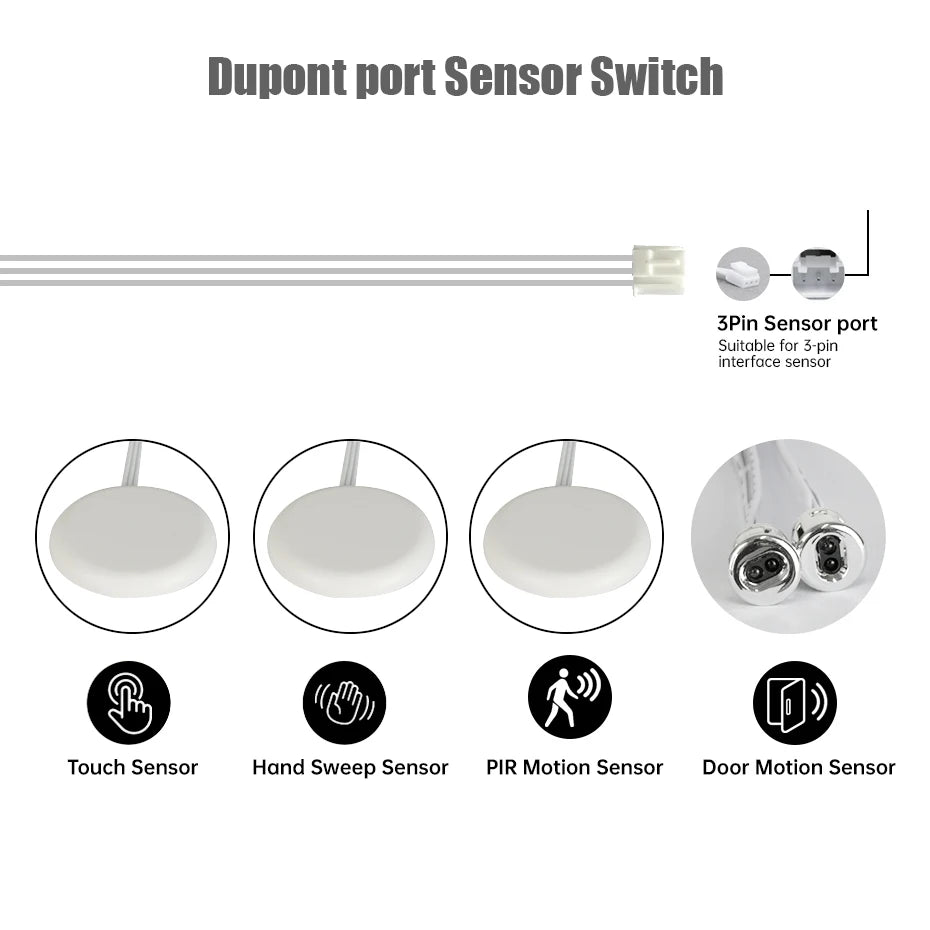 DC12-24V Sensor Switch Penetrable Touch/Hand Sweep/PIR Motion & Dual Door Sensor for Cabinet LED Lighting Control