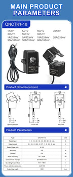 Split Core CT Current Transformer Factory QNCTK1-16 100A 333mV 60A 50A 1V 30A 20A 5A 1A 0.333V 100A/50mA Clamp ct Current Sensor