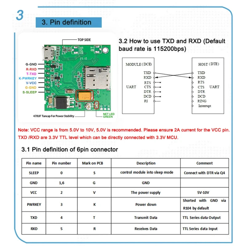 A7670E Push Nano Side Way SIM Slot Core Board SIMCOM 4G LTE Cat 1 Module Support Data/GPS for Europe/Middle East/Africa