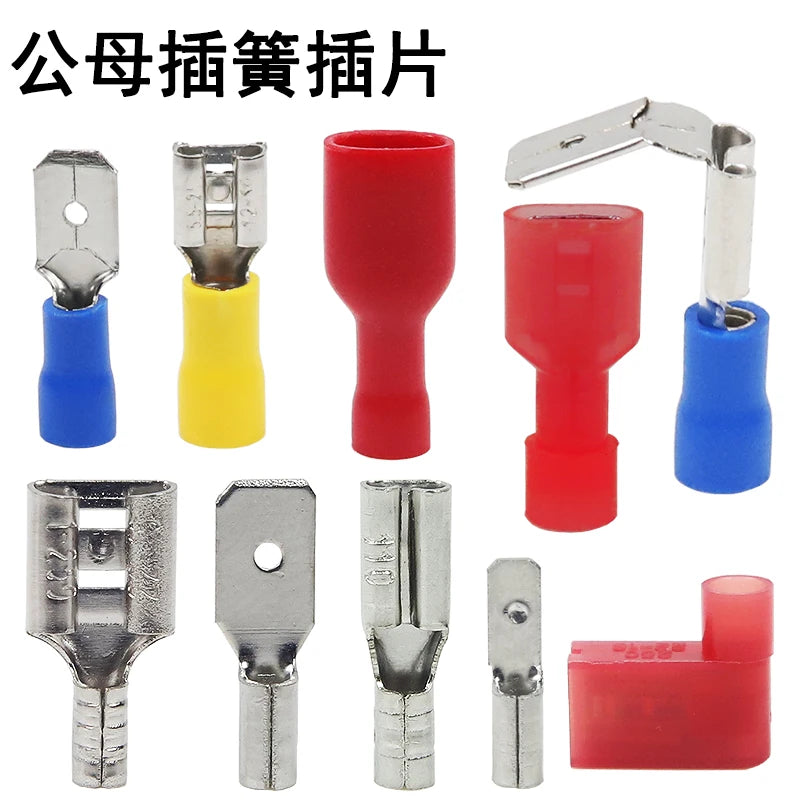 100pcs/50 pairs Female/Male Spade Connectors 16-14 AWG Spade Quick Disconnect Connectors Insulated Spade Wire Crimp Terminal