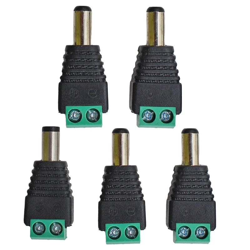 DC 12V Male Female Connectors 2.1*5.5mm Power Plug Adapter Jacks Sockets Connector For Signal Color LED Strip CCTV Camera