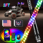 Nilight  3-6FT RGB LED Whip Light, Spiral Neon Flagpole Lights With Remote Control Color Changing Lights for ATV UTV Buggy 2PCS