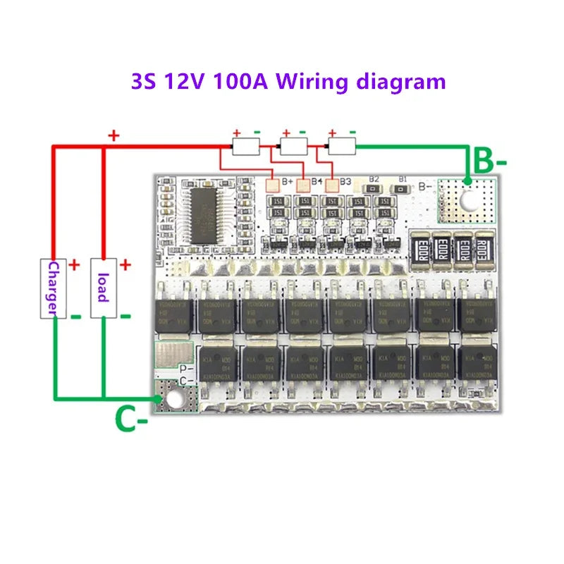 3S/4S/5S Li-ion BMS Protection Board - 100A, 3.7V/12V/16.8V/21V for Lmo Ternary Lithium/Li-polymer, Balance Charging