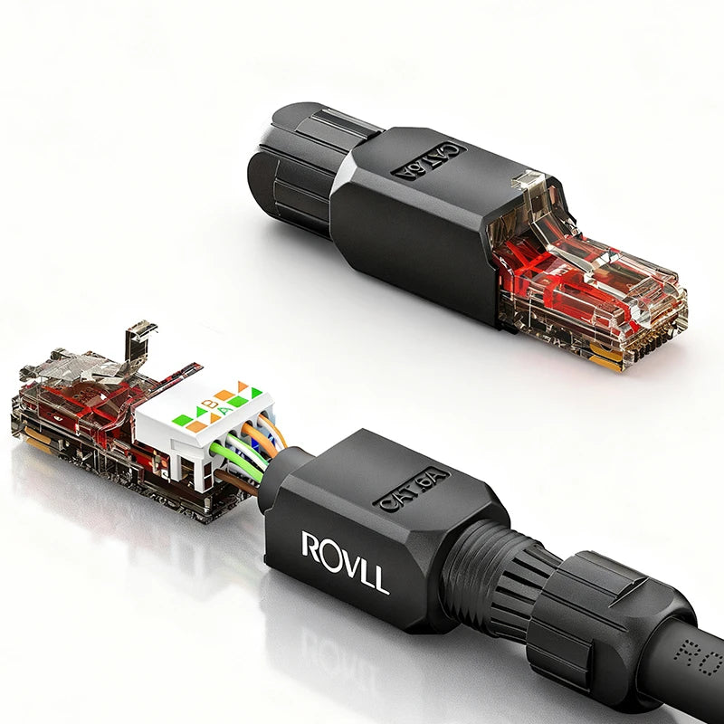 ROVLL Tool-Free RJ45 Connector Cat6 UTP 1000Mbps LAN Ethernet Plug Easy Termination Modular Plug No Crimp Network Cable 1PCS