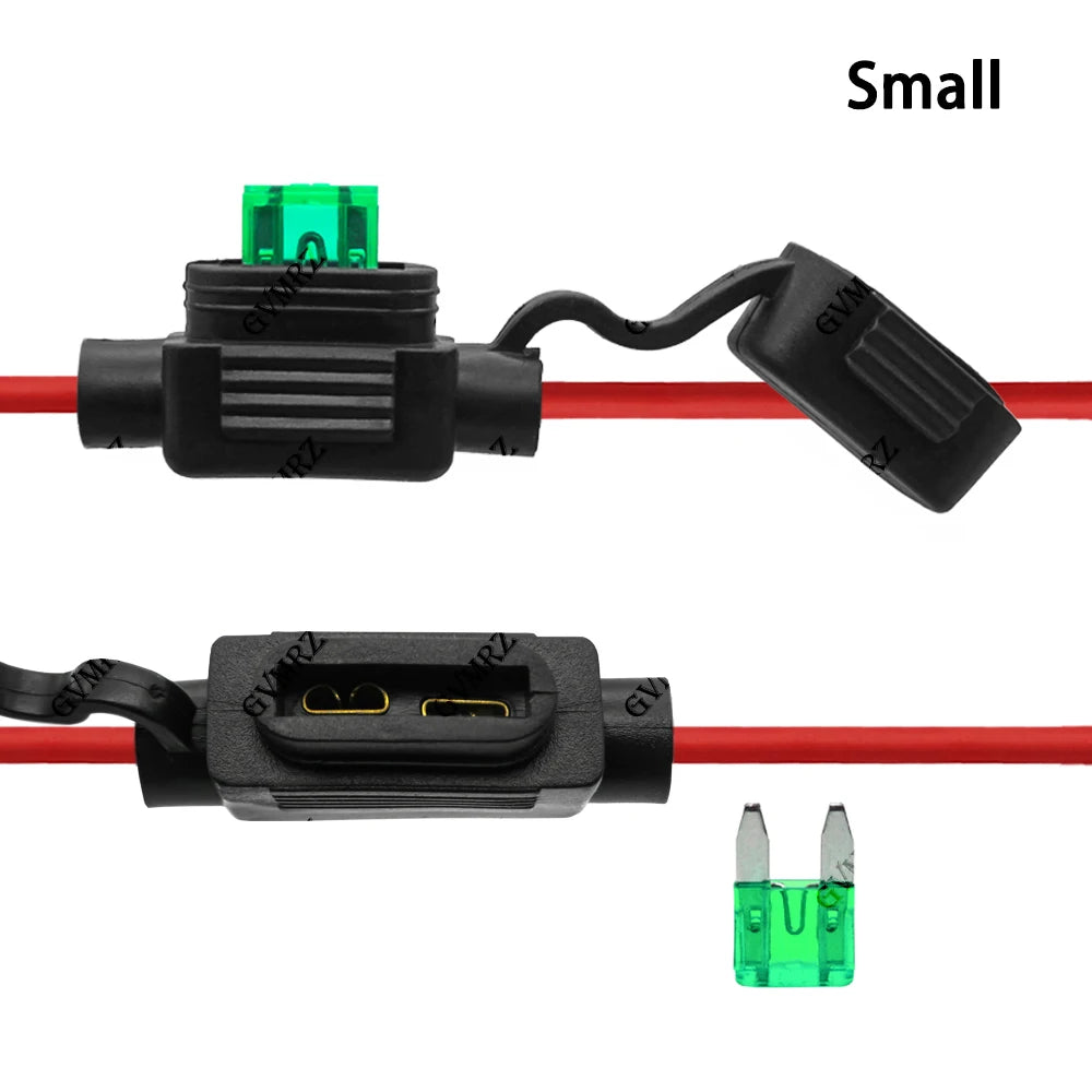1Set 1A-40A Waterproof 32V Mini/Small/Medium Auto Fuse Holder 18/16/14/12/10AWG With Car Blade Fuse 3A 5A 7.5A 10A 15A 20A