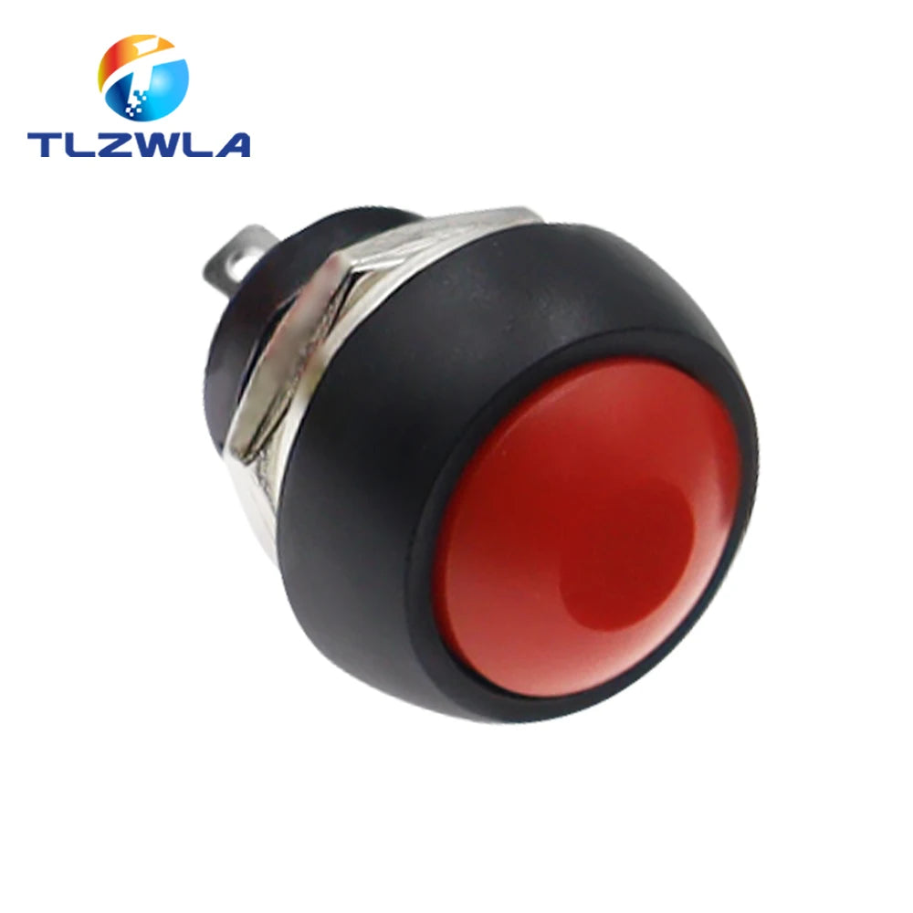 1PCS DIY Mini 12mm Momentary Waterproof Push Button Switch Horn Blue White Green Red Yellow Black 1A 250V Self-reset