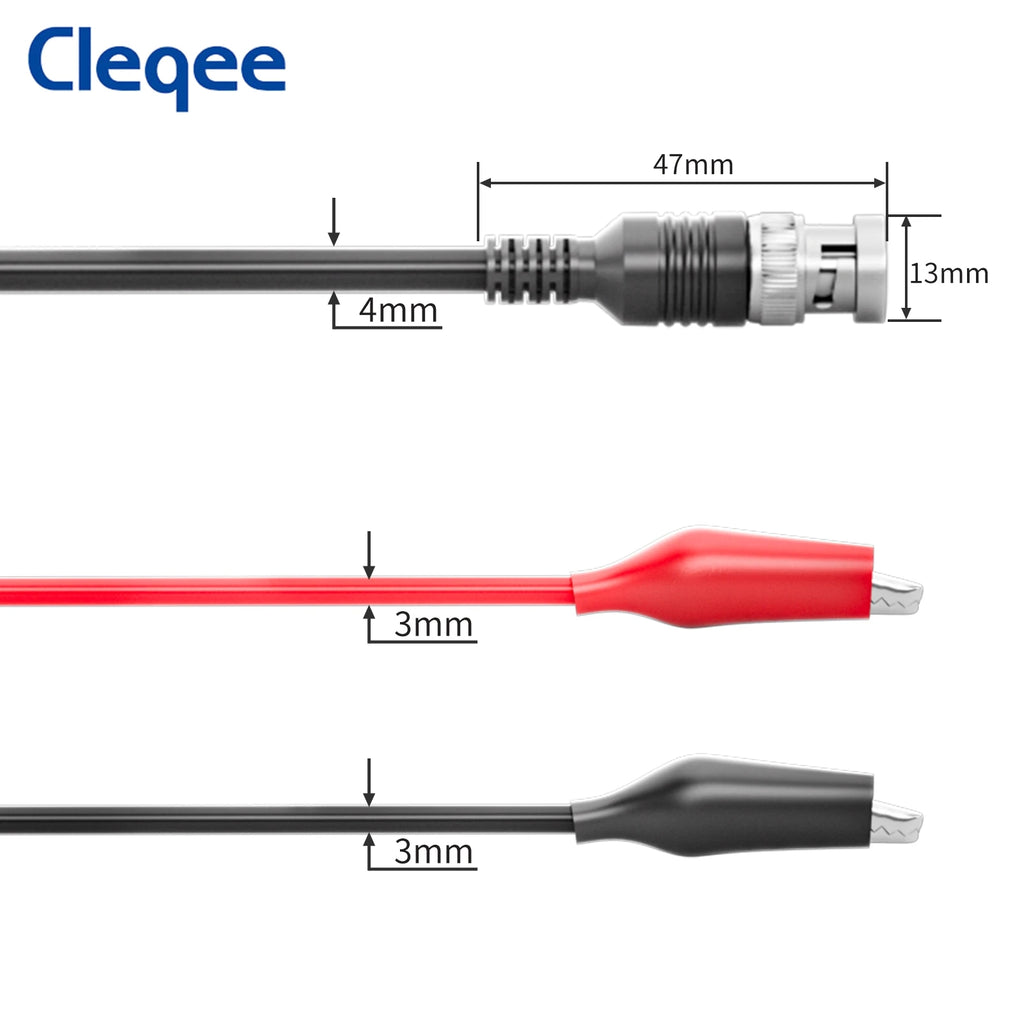 Cleqee P1011 BNC Q9 Male Plug to Dual Alligator Clips Oscilloscope Test Probe Test Lead Cable 110cm Wire