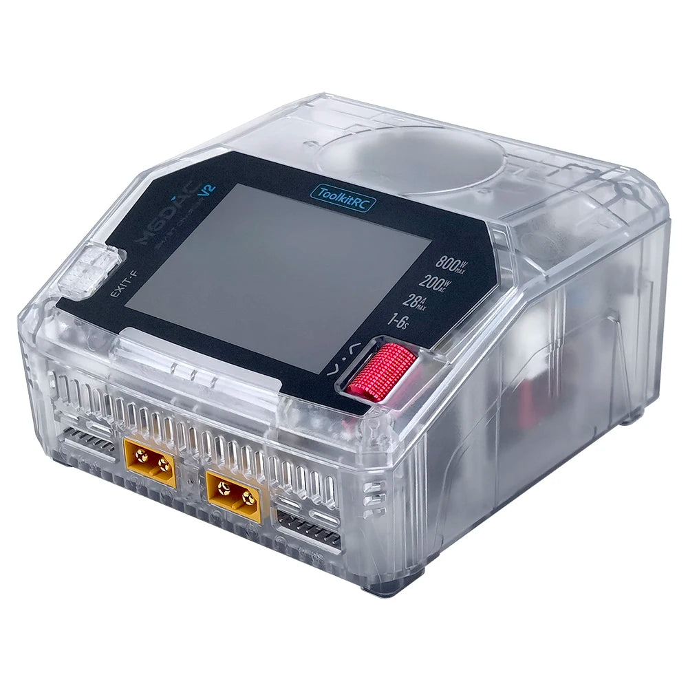 ToolkitRC M6DAC V2 TRN Charger 2CH AC200W Transparent Color DC800W IPS Model Toy Car Lithium Battery Charging 1S 2-6S LiPo LiHv