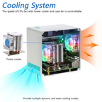 Freenove Raspberry Pi 5 Case Mini, 1/2 M.2 NVMe SSD Slots, PWM ARGB Fans Light Sync, Tower Cooler, Power Button, Setup Software