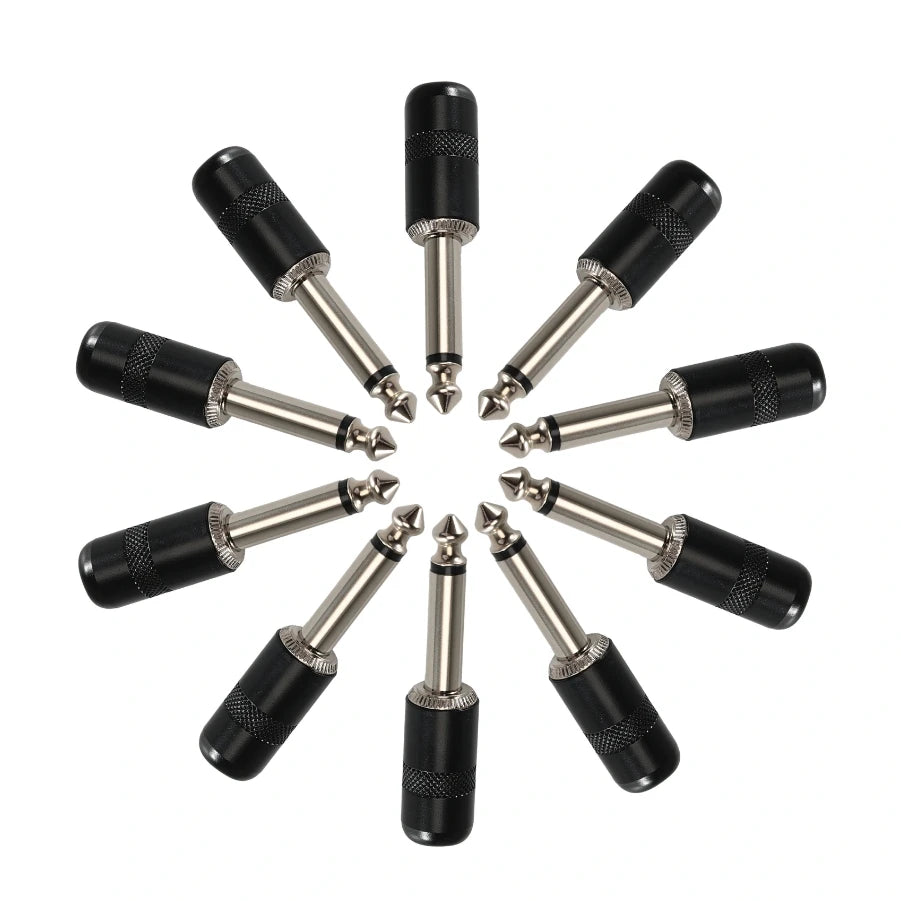 Pro C Mini Short Barrel 1/4 Inch 6.35mm Connector Jack Plug Black Nickel for Audio Guitar Effect Patch Cable TS TRS