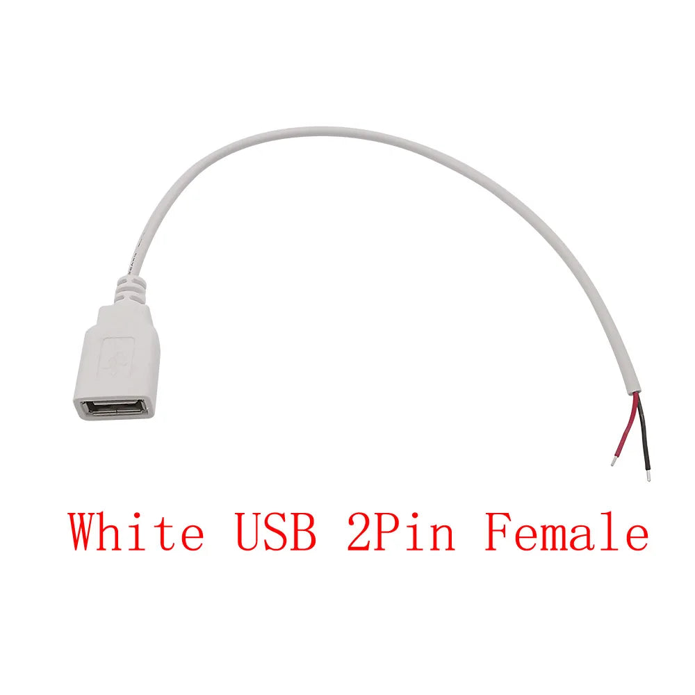 5V USB 2.0 A Male/Female Plug Power Supply Cable 2/4Pin Pigtail Wire Jack Charger Charging Cord Extension Connector DIY 0.3/1/2M