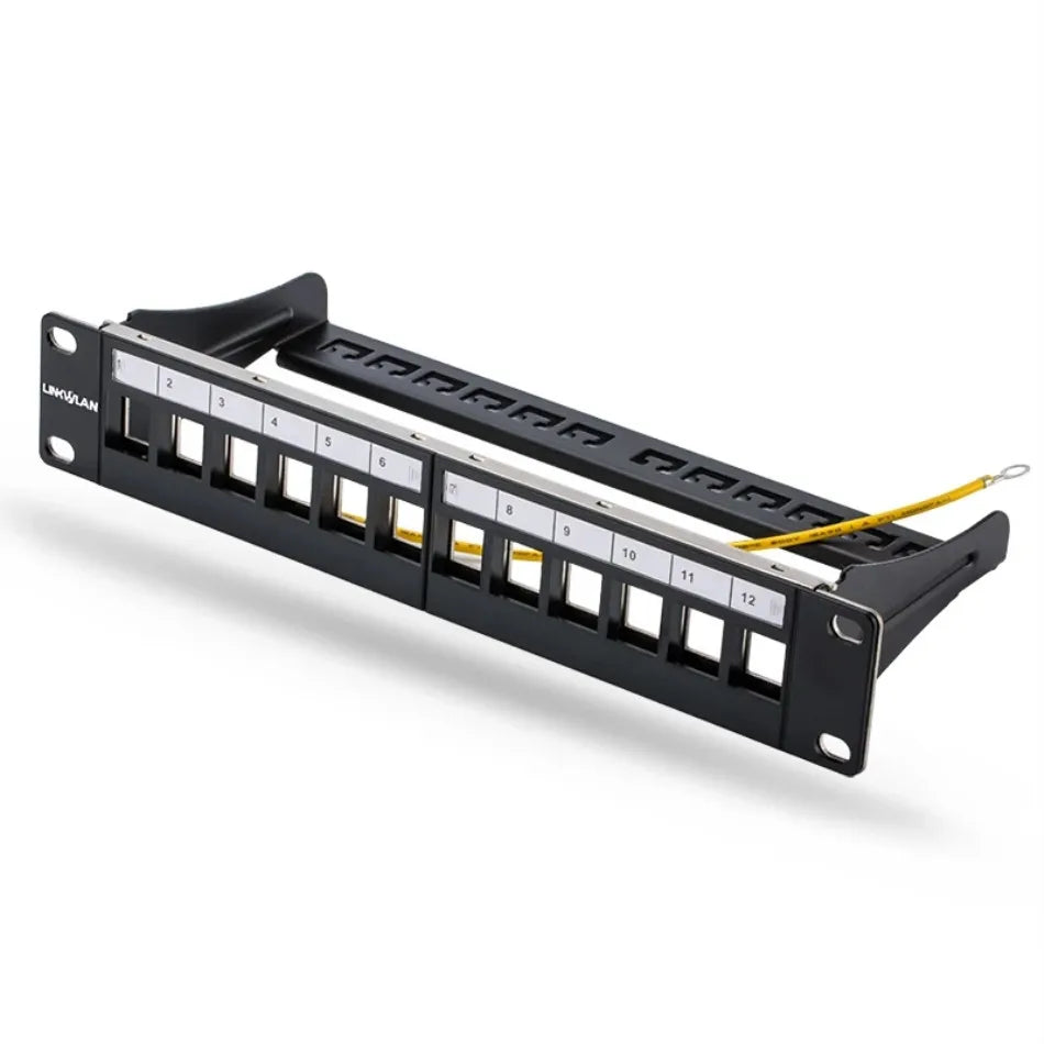 RJ45 CAT6 Cat6A Cat7 Module Patch Panel 12 Port Keystone RJ45 Network Rack Mount Panel Ethernet Wall Jack Distribution Frame