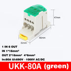 Din Rail Terminal Block UKK 80A/125A/160A/250A/400A Distribution Box One In Several Out Unipolar Junction Box Wire Connector
