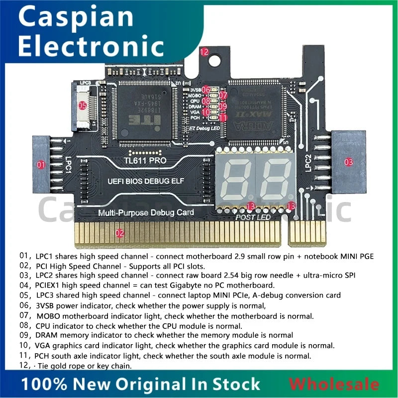 TL611 PRO Diagnostic Card, Pcie Diagnostic Card For Desktop Pci Motherboards For Desktops And Laptops IC Chip in Stock