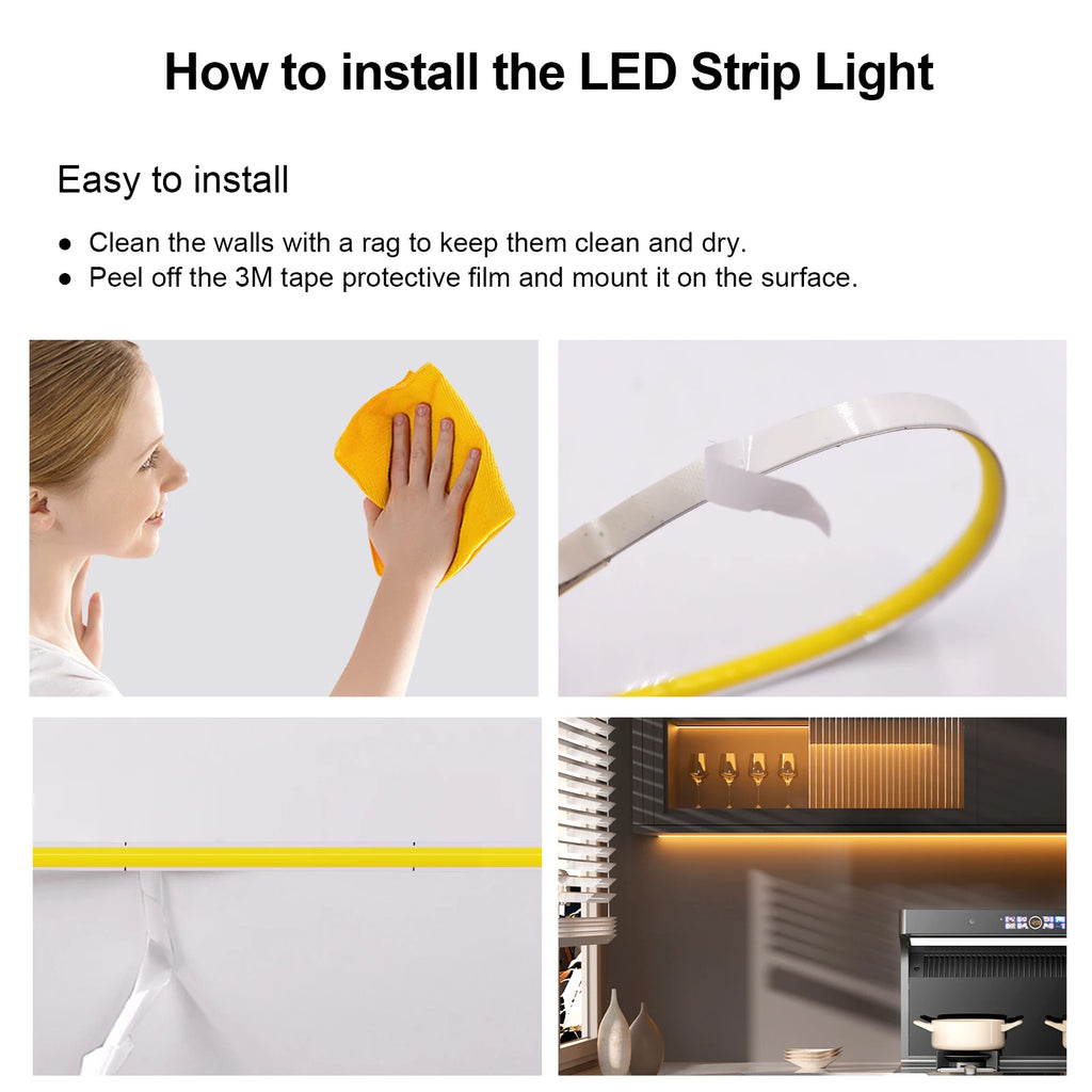 5V USB LED COB Light Strip Touch Dimmer Flexible Diode Tape 5mm 320Leds/m Linear Ribbon Indoor Lighting DIY TV Mirror Backlight