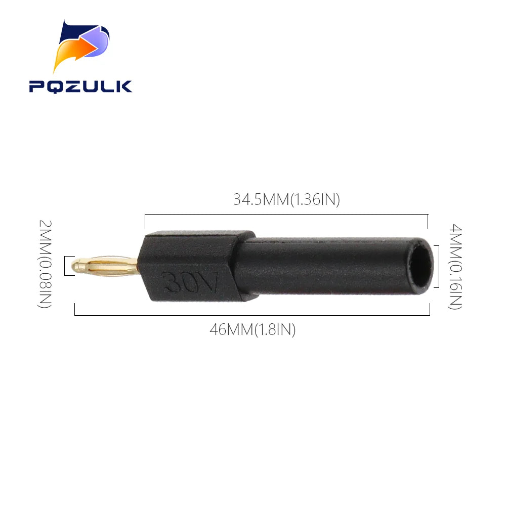 2PCS  Gold Plated 2MM Mini Male Banana Plug To 4MM Female Jack Connector Adapter 2MM To 4MM