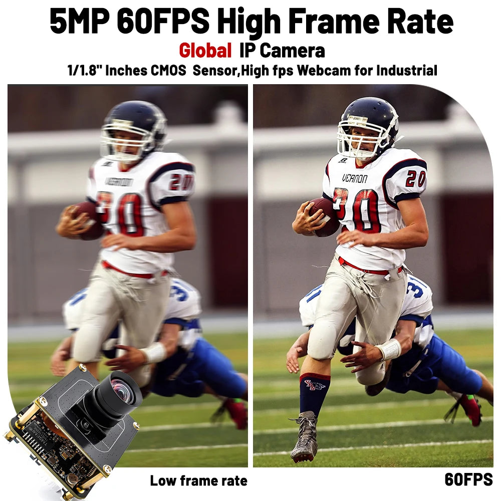 5MP 60FPS Global Shutter IP Camera Module IMX568 1/1.8" CMOS 2488*2048 Board High Speed Capture RTSP Onvif For Machine Vision